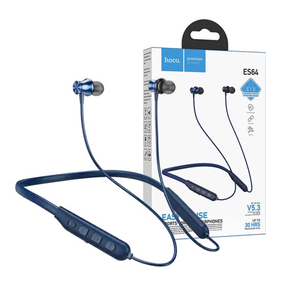 Auscultadores Neckband Bluetooth Hoco E64 Easy Sound Azul Marinho Auscultadores Neckband Bluetooth Hoco E64 Easy Sound Azul Marinho